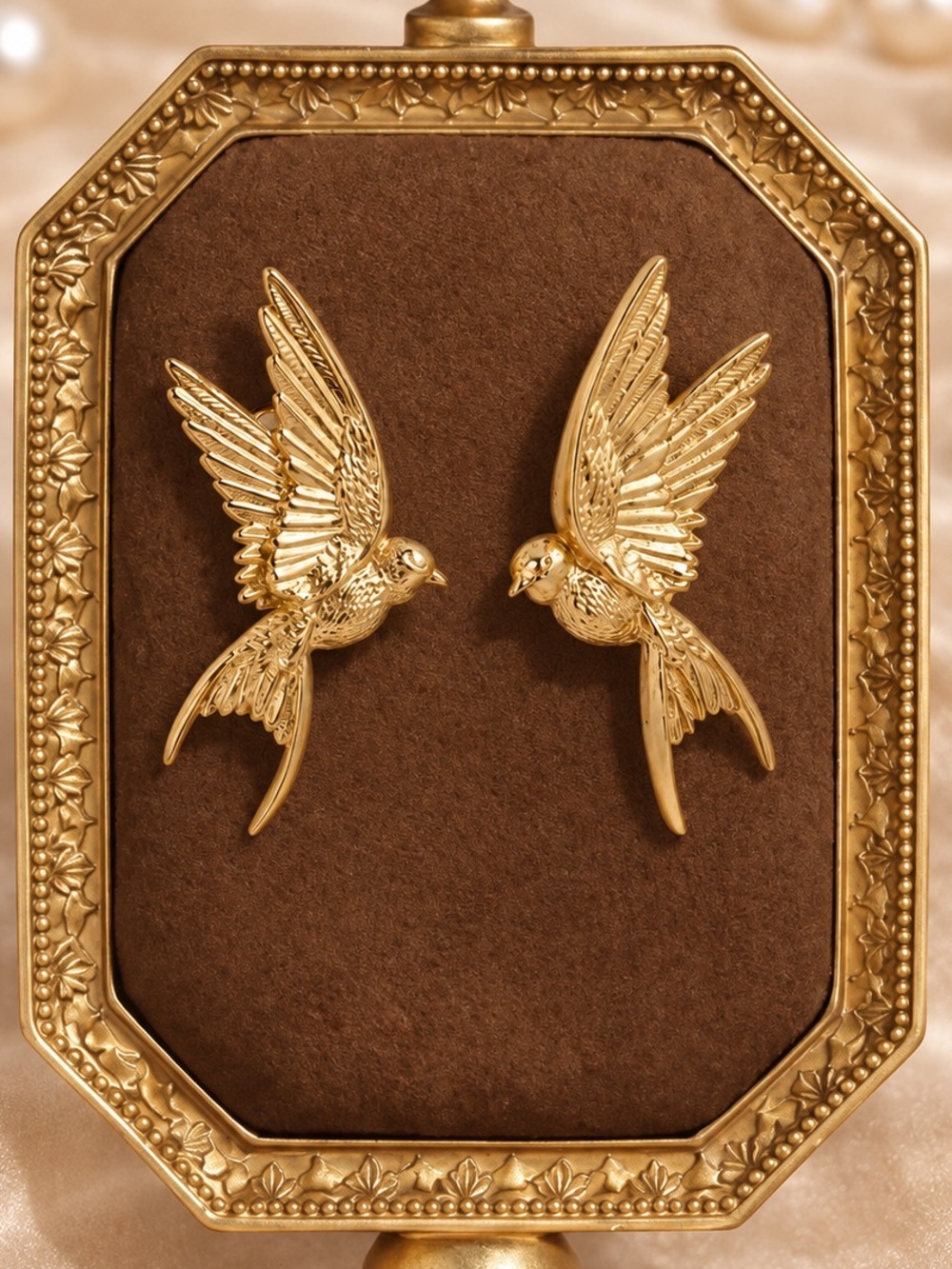 Swallow Gold Bird Flying Wing Earrings
